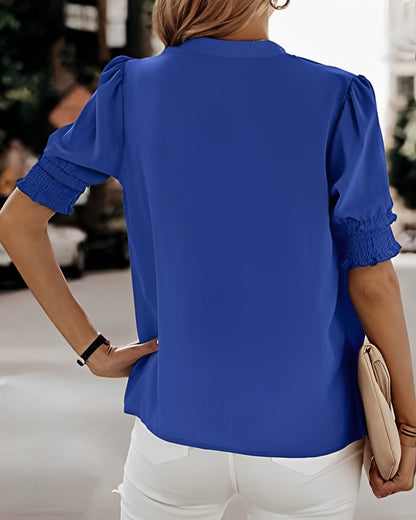 V-hals Blouse Korte Mouwen Zomerjurk voor Vrouw
