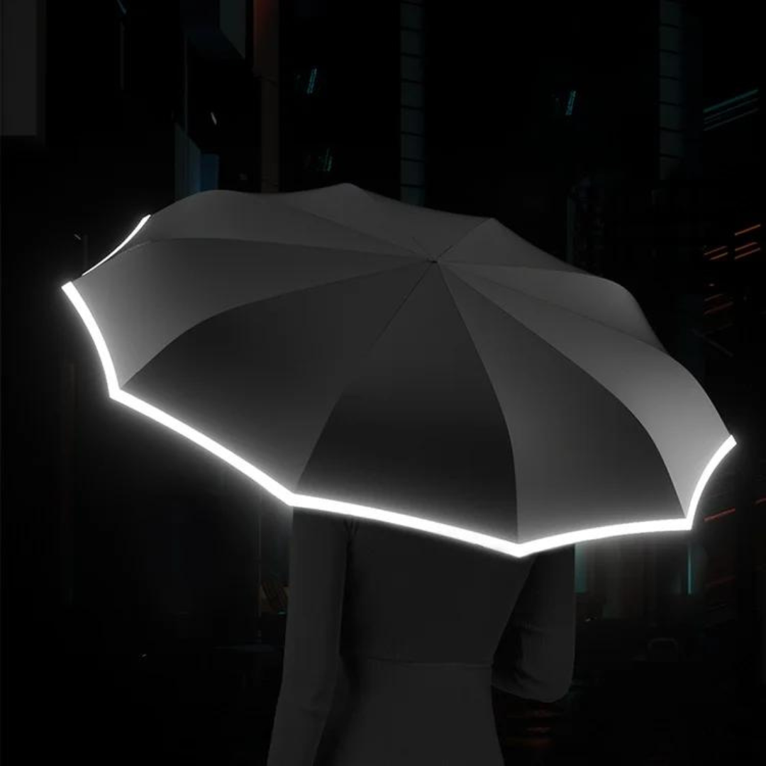 Automatische Stormparaplu met Reflecterende Rand – Windbestendig 310T Schokbestendig Doek – Compacte Klapparaplu voor Onderweg
