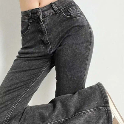 Dames Hoge Taille Flared Jeans met Franjes