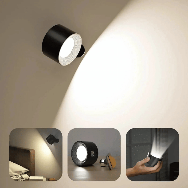 LED Wandlamp Draadloos met Accu en 360° Draaifunctie | Compact Design voor Woonkamer, Slaapkamer, Leeshoek, Hal | Instelbare Kleurtemperatuur Warmwit Neutraalwit Koudwit | Oplaadbare Verlichting 2000mAh