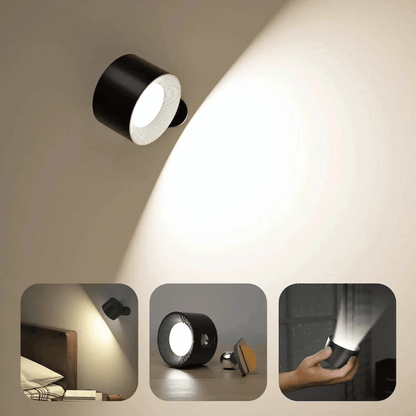 LED Wandlamp Draadloos met Accu en 360° Draaifunctie | Compact Design voor Woonkamer, Slaapkamer, Leeshoek, Hal | Instelbare Kleurtemperatuur Warmwit Neutraalwit Koudwit | Oplaadbare Verlichting 2000mAh