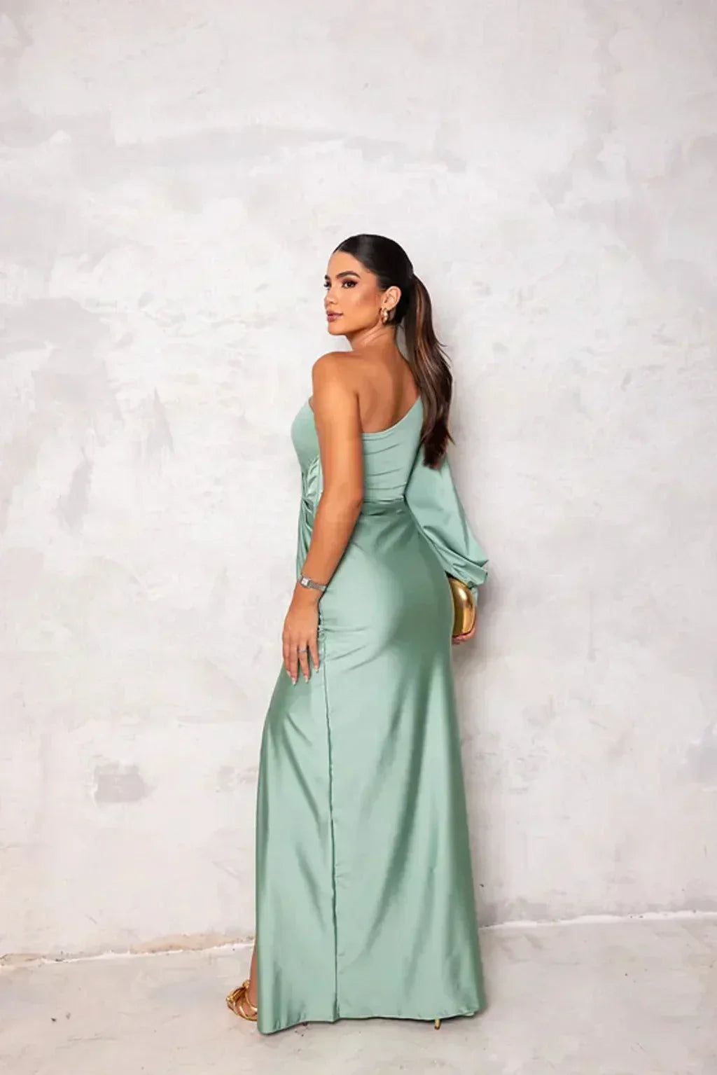Elegante Maxi Jurk voor Bruiloft met Een Schouder en Split