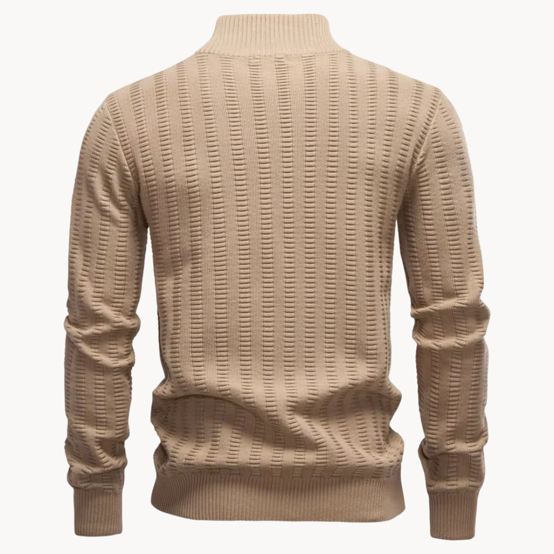 Heren Trui Katoen Quarter-Zip met Textuur Warm en Comfortabel