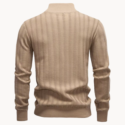 Heren Trui Katoen Quarter-Zip met Textuur Warm en Comfortabel