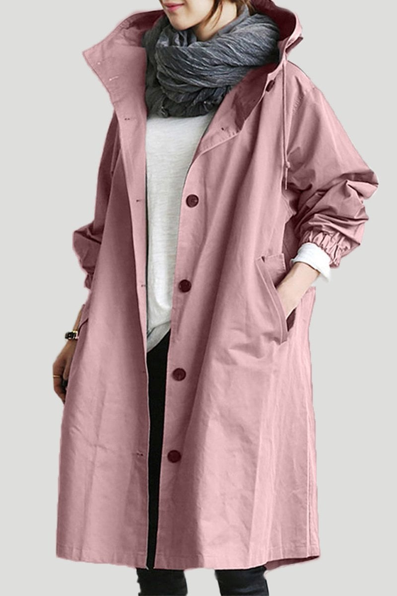 Dames Trenchcoat Waterdicht met Kap voor Lente en Herfst