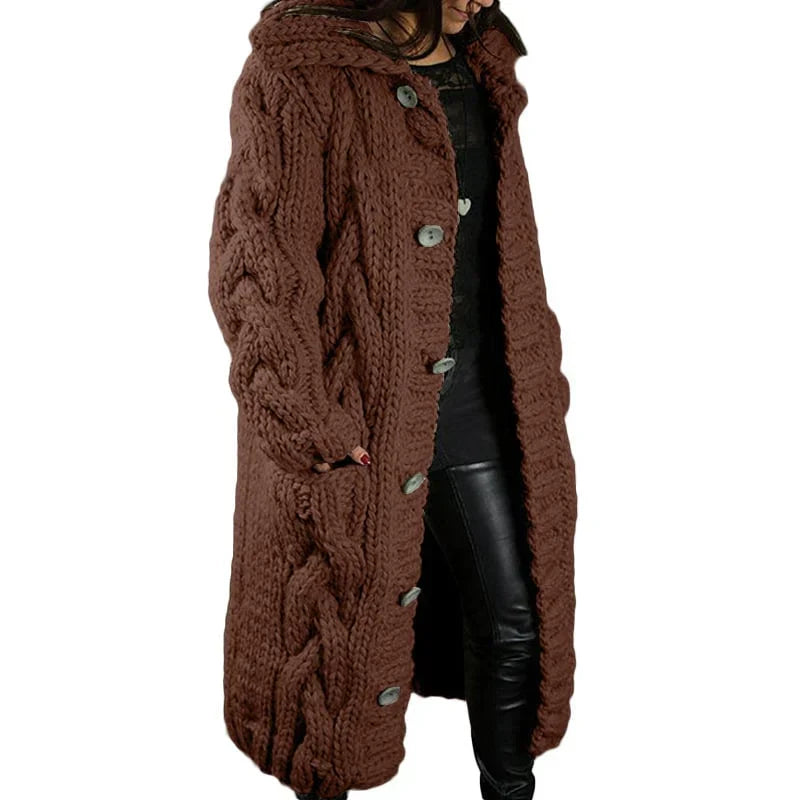 Dikke Cardigan voor Vrouw Met Capuchon