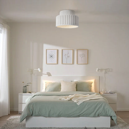 Plafondlamp Geribbeld Resin E27 Wit Compact Modern Interieur Woonkamer Keuken Slaapkamer Retro Design Plafonnière