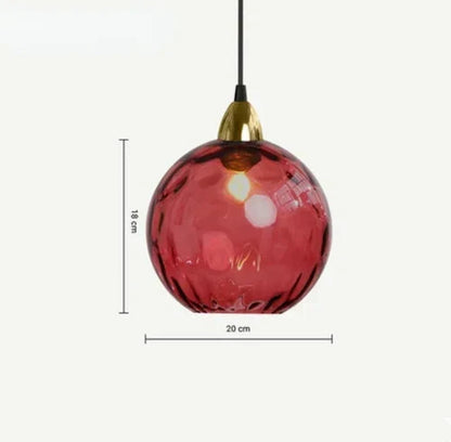 Glazen Bol Hanglamp met Gekleurde Glaskap voor Eetkamer Woonkamer