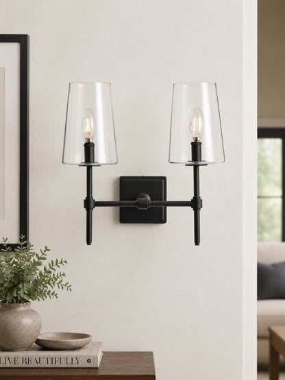 Glazen Wandlamp met Helder Glas – Enkelvoudige tot Drievoudige Configuratie – Elegante Badkamerverlichting