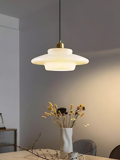 Glazen Hanglamp met Gelaagd Design – Melkwit Matglas voor Eetkamer en Woonkamer