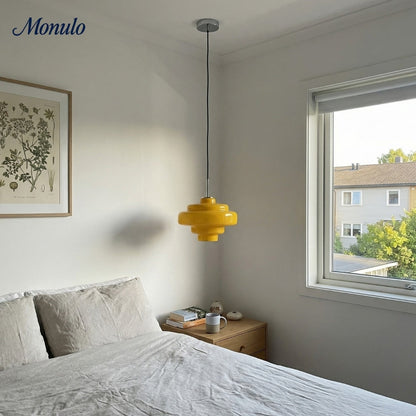 Gekleurde Glazen Hanglamp met Verstelbare Ophanging – Moderne Lichtpunt voor Eetkamer Keuken Woonkamer