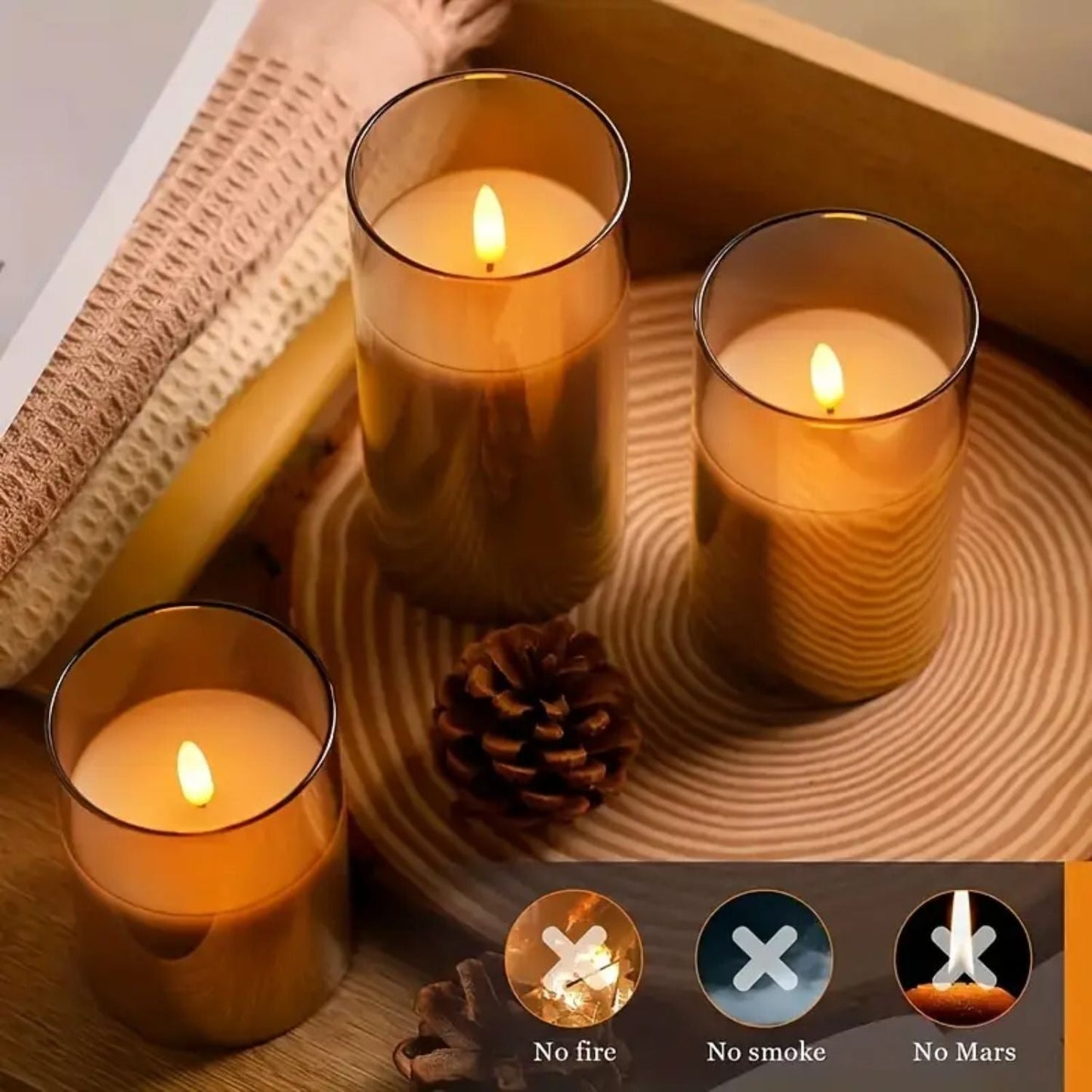 LED kaarsen met afstandsbediening glas zwart sfeer verlichting set timer modern interieur woonkamer slaapkamer decoratie realistisch vlam effect
