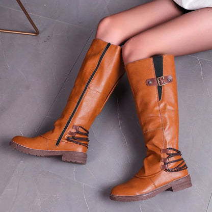 Leren Dames Ritslaarzen – Comfortabel & Warm voor Herfst en Winter