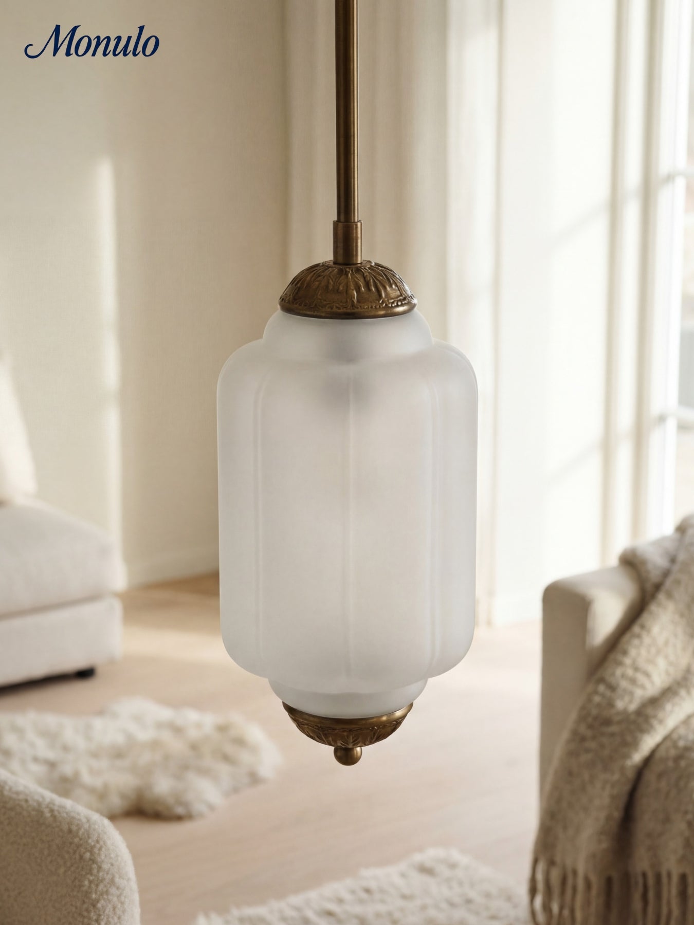 Vintage Glazen Hanglamp met Nostalgische Uitstraling – Verfijnde Verlichting voor Eetkamer en Keuken