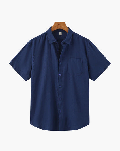 Heren Zomer Shirt Linnen Korte Mouwen met Borstzak