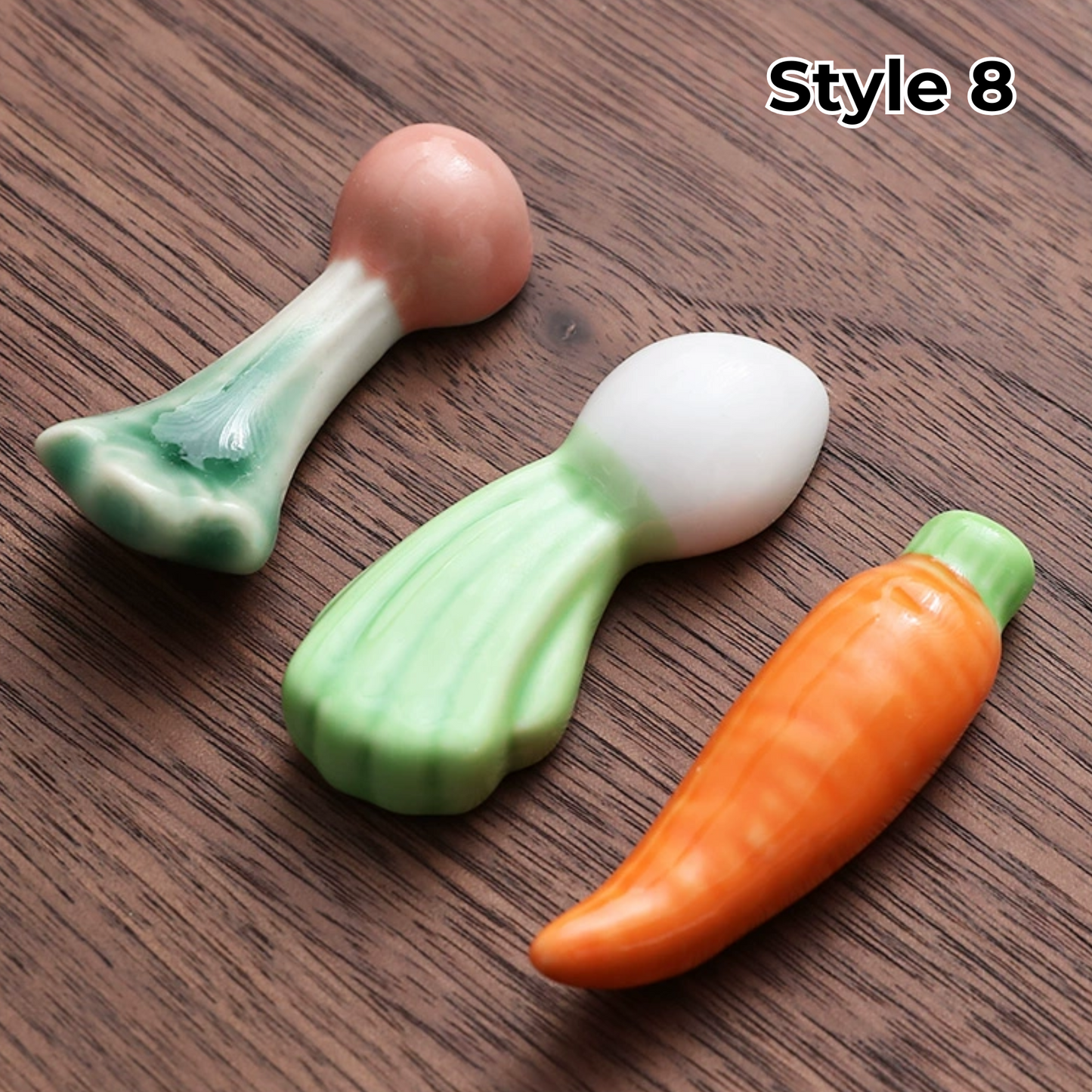 Keramische Eetstokjessteun met Dier- en Fruitmotieven – Set van 3