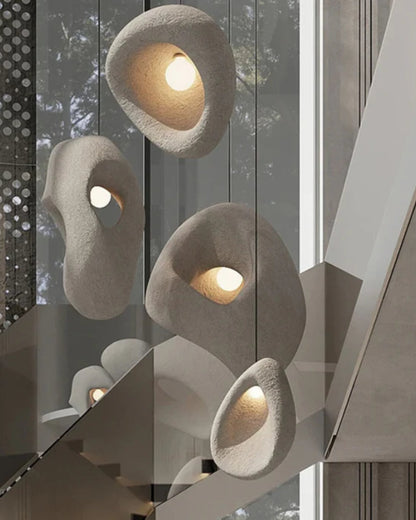 Organische Steen Hanglamp – Sculptural Elegantie voor Modern Interieur