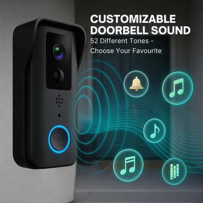 Draadloze Smart Video Deurbel Camera | HD-Beeldkwaliteit Dag & Nacht | WiFi Tweerichtings Intercom | Bewegingsdetectie | Geen Abonnement Vereist | Weerbestendig | Oplaadbare Batterij 90 Dagen