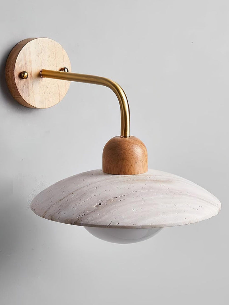 Travertijn Wandlamp Minimalistische Schijf Design Natuursteen Verlichting voor Woonkamer Slaapkamer Gang Moderne Interieur Wandverlichting met Warm Licht
