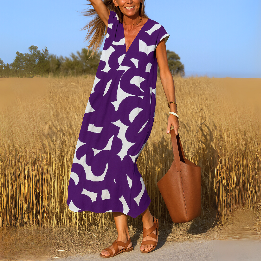 Dames jurk met v-hals elegante pasvorm