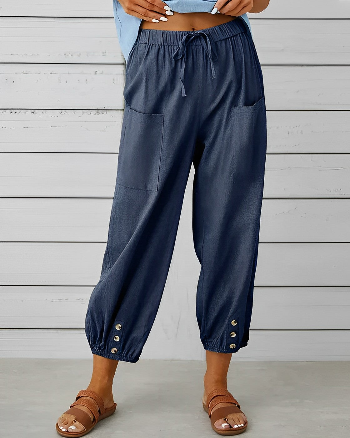 Hoge Taille Broek Zwart Comfortabel Wijd Model - StudioMarella