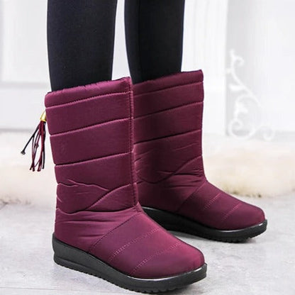 Gevoerde Waterdichte Winterlaarzen Dames met Antislipzool – Warme Polyester Snowboots voor Brede Voeten