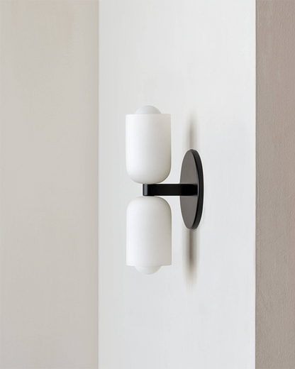 Wandlamp Dubbele Ronde Kap Zwart Frame Warm Sfeerlicht Slaapkamer Woonkamer Gang Minimalistische Wandverlichting Modern Japandi Scandinavisch Interieur