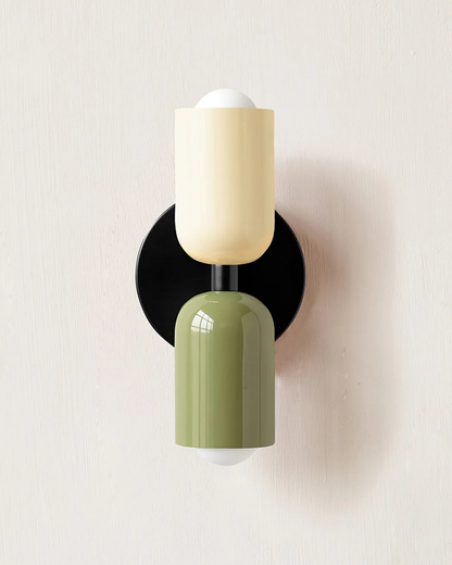 Wandlamp Dubbele Ronde Kap Zwart Frame Warm Sfeerlicht Slaapkamer Woonkamer Gang Minimalistische Wandverlichting Modern Japandi Scandinavisch Interieur