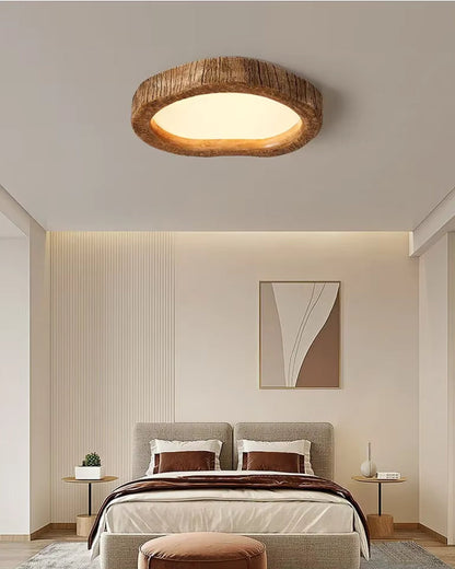 Moderne Houten Plafondlamp Met Warme LED Verlichting En Minimalistisch Design