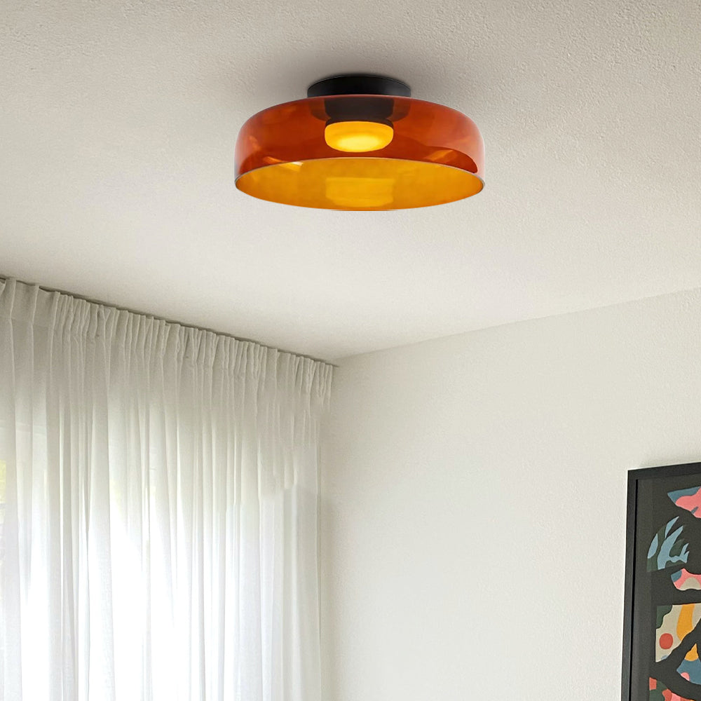 Design Glazen Plafondlamp met Gelaagde Structuur — Elegant Lichtspel voor Eetkamer, Woonkamer en Slaapkamer