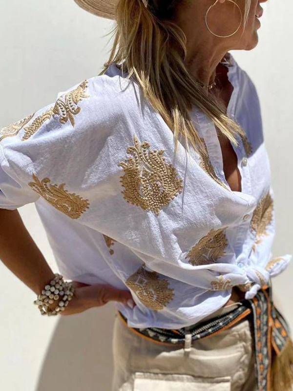 Vrouwelijke Blouse met Leuke Drukkerij
