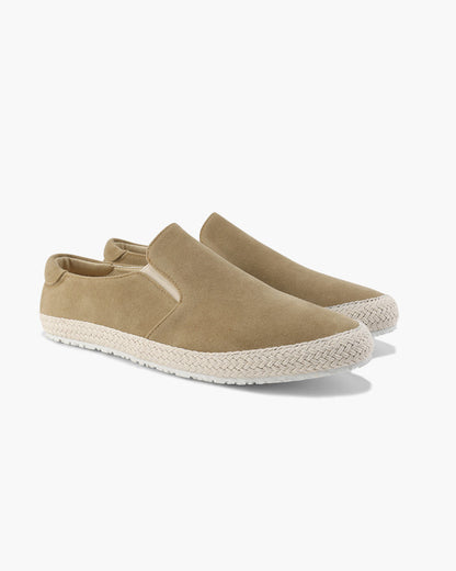 Suède Herenschoenen Espadrille Slip-On Sneaker met Jute Zool
