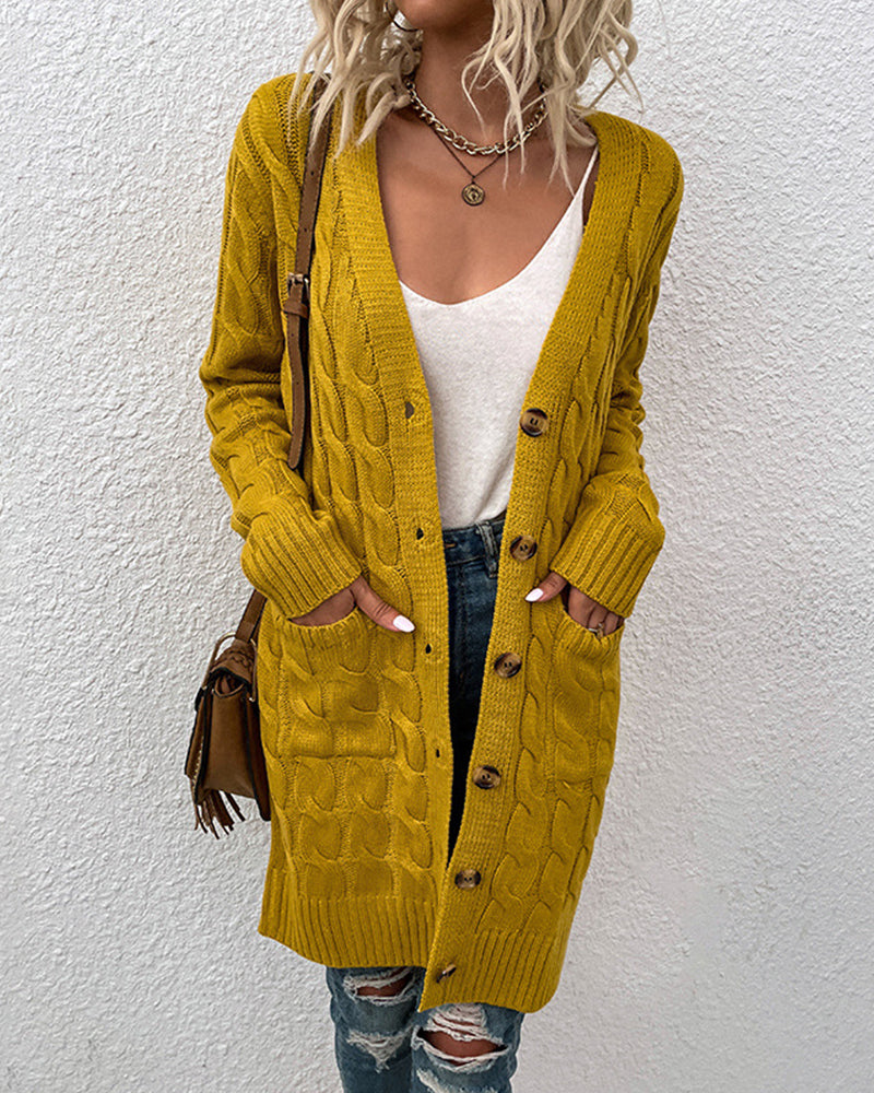 Lange Cardigan Met Lange Mouwen Effen Kleur