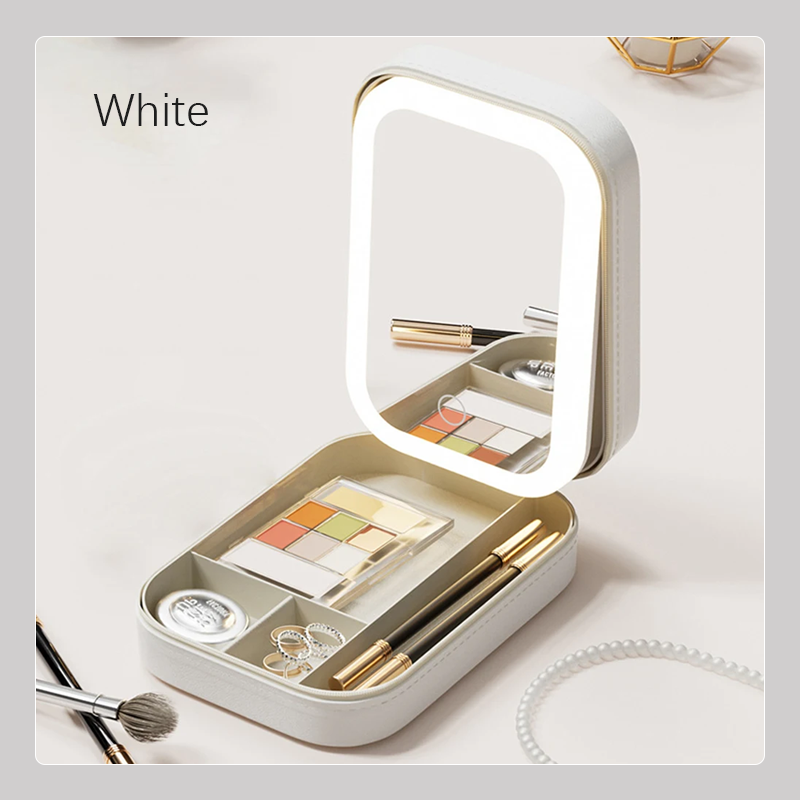 LED Make-up Organizer Box met Spiegel en 3 Lichtinstellingen – Reiskoffer voor Cosmetica