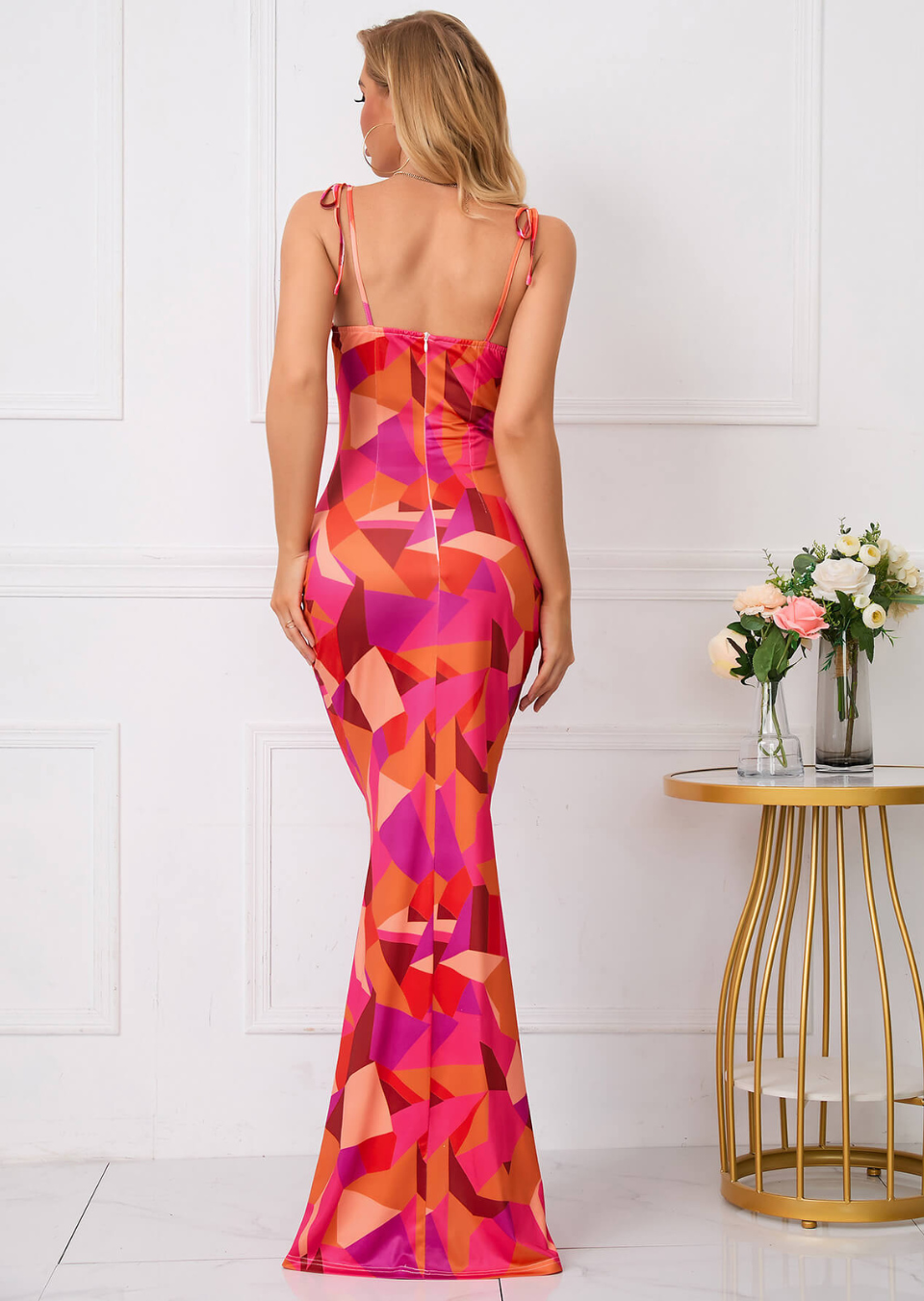 Maxikleed Bloemenprint voor Vrouw met Strikdetails Zomer