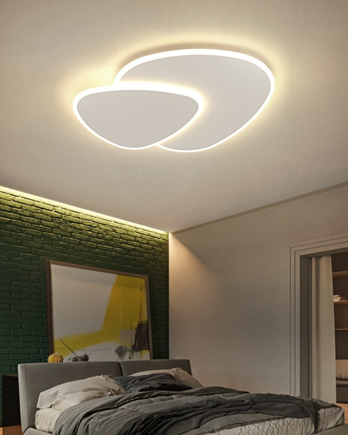 Plafondlamp Asymmetrisch Ontwerp LED Verlichting Warm Licht Modern Interieur Woonkamer Slaapkamer Eetkamer Minimalistische Designlamp