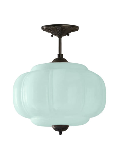 Vintage Melkglas Plafondlamp Geschulpt Rand Wit Roze Groen Blauw Helder Mat Glas Semi-Flush Hanglamp Messing Zwart Finish