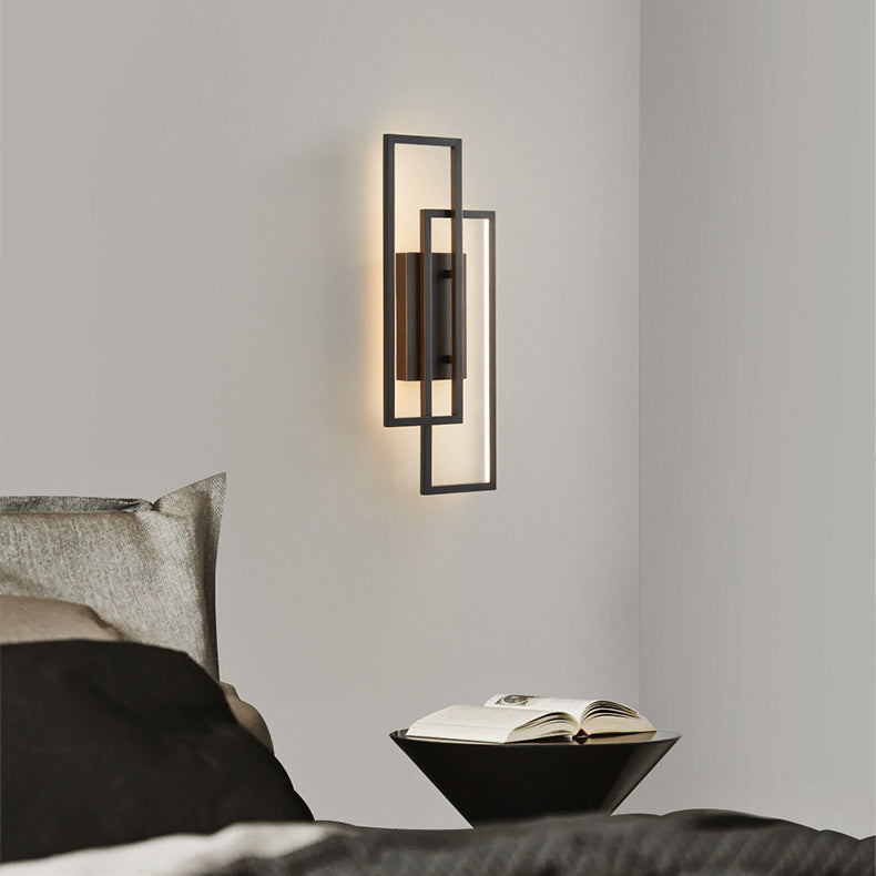 Wandlamp LED Rechthoekig Geometrisch Aluminium Zwart Warm Wit 3000K Hal Slaapkamer Modern