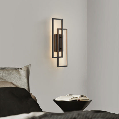 Wandlamp LED Rechthoekig Geometrisch Aluminium Zwart Warm Wit 3000K Hal Slaapkamer Modern