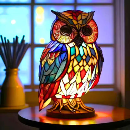 Handgemaakte Uilenlamp met Zacht Warm Licht voor Sfeervolle Verlichting