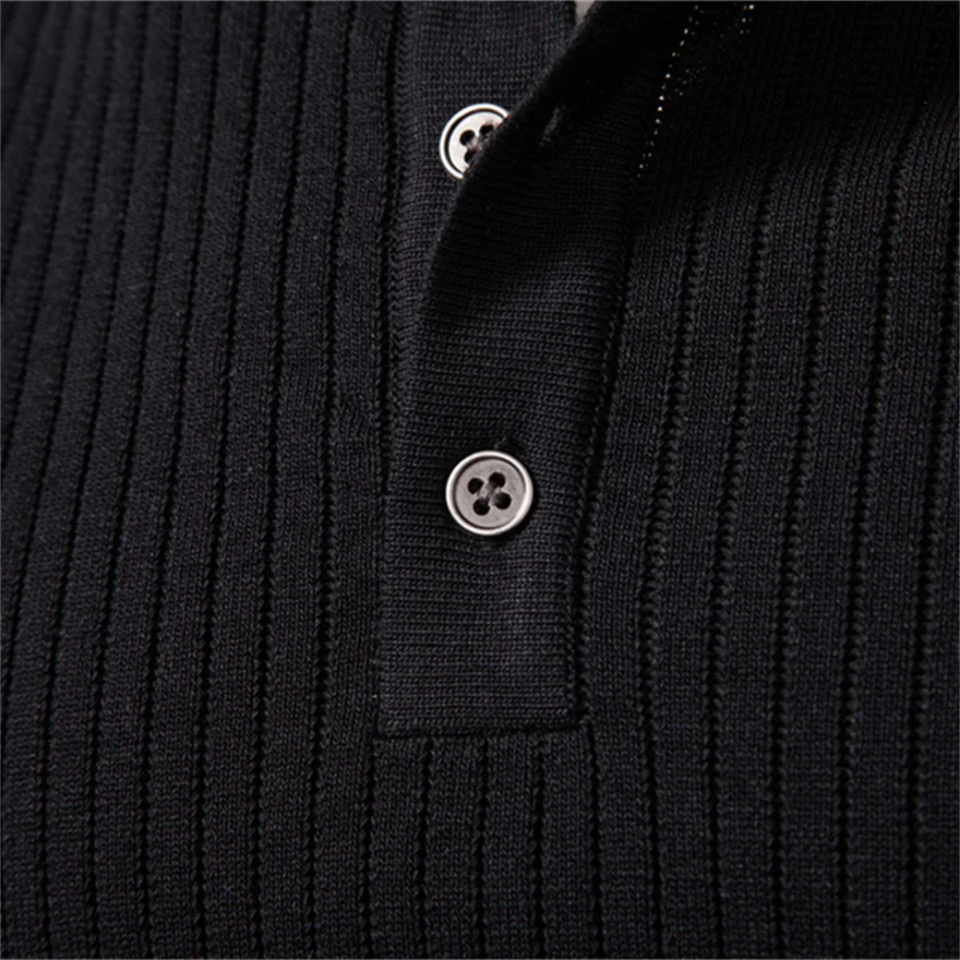 Ribgebreide Henley Trui Comfortabel en Verfijnd