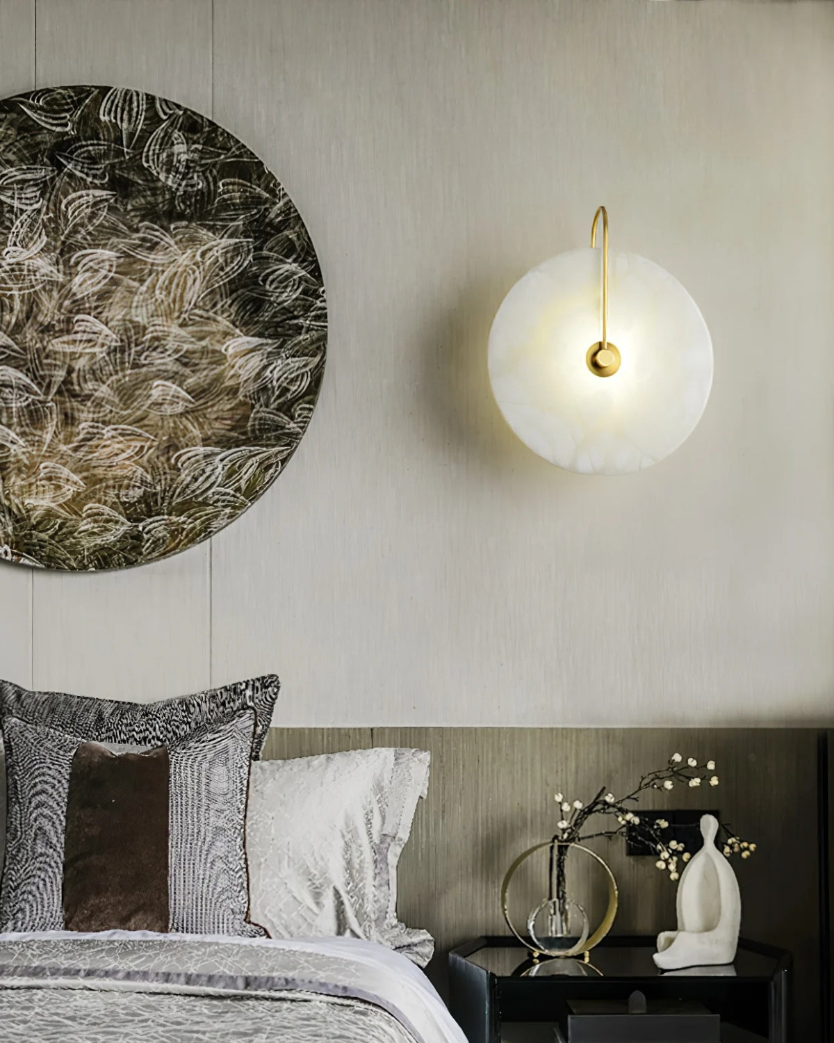 Ronde LED Wandlamp Acrylaat 20-25cm Zwart Goud Warm Licht Slaapkamer Hal