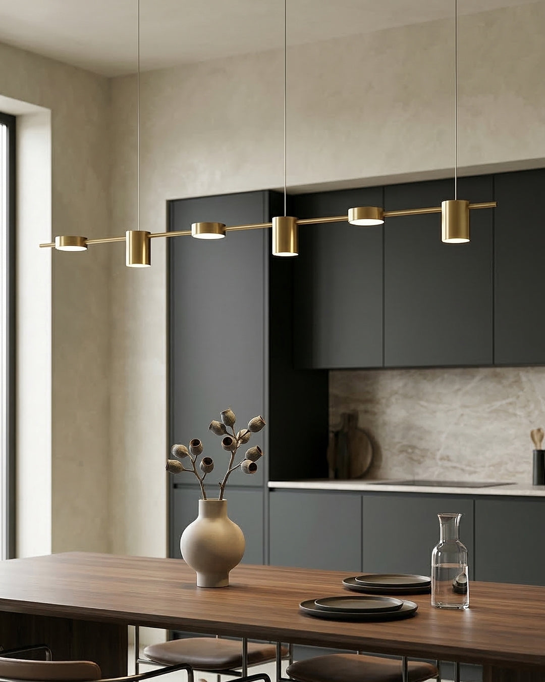 Lineaire LED Hanglamp Helios – Moderne Verlichting met Metaal en Acryl voor Eetkamer en Woonkamer
