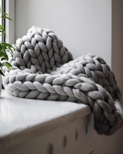 Handgebreid Chunky Plaid – Dik Gebreide Deken in Zachte Chenille voor Bank en Bed