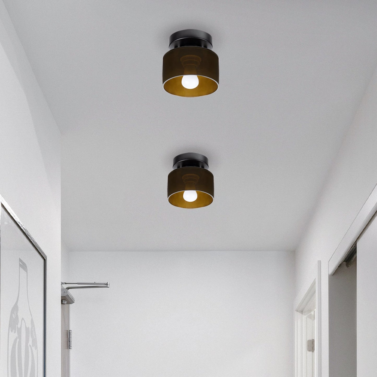 Plafondlamp Glas Retro E27/E26 Amber Keuken Hal Woonkamer Rond Design Sfeerverlichting Vintage Stijl