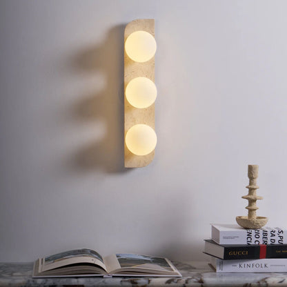 Wandlamp Travertin G9 Glas Hout Beige Woonkamer Hal Badkamer Minimalistische Wandverlichting Sfeerverlichting Natuurlijk Design