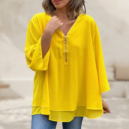 Vrouwelijke Chiffon Bloes Lichte Zomerkleding