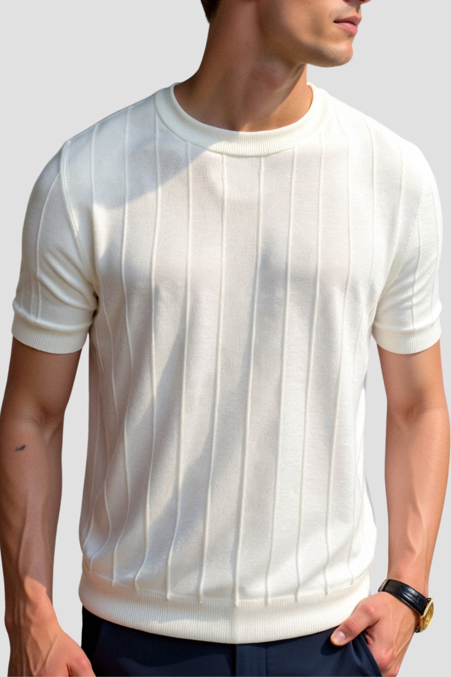 Heren T-Shirt Gestreept O-Hals Klassiek Casual