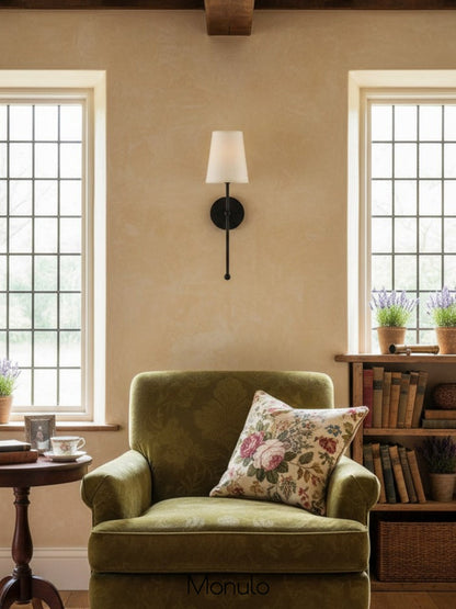 Rowan Wandlamp Messing Stoffen Kap Scandinavische Woonkamer Slaapkamer Verlichting 15x53cm