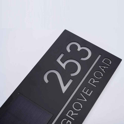 Solar LED Huisnummerbord 3D Acryl Verlicht Warmwit Modern voor Tuin & Entree